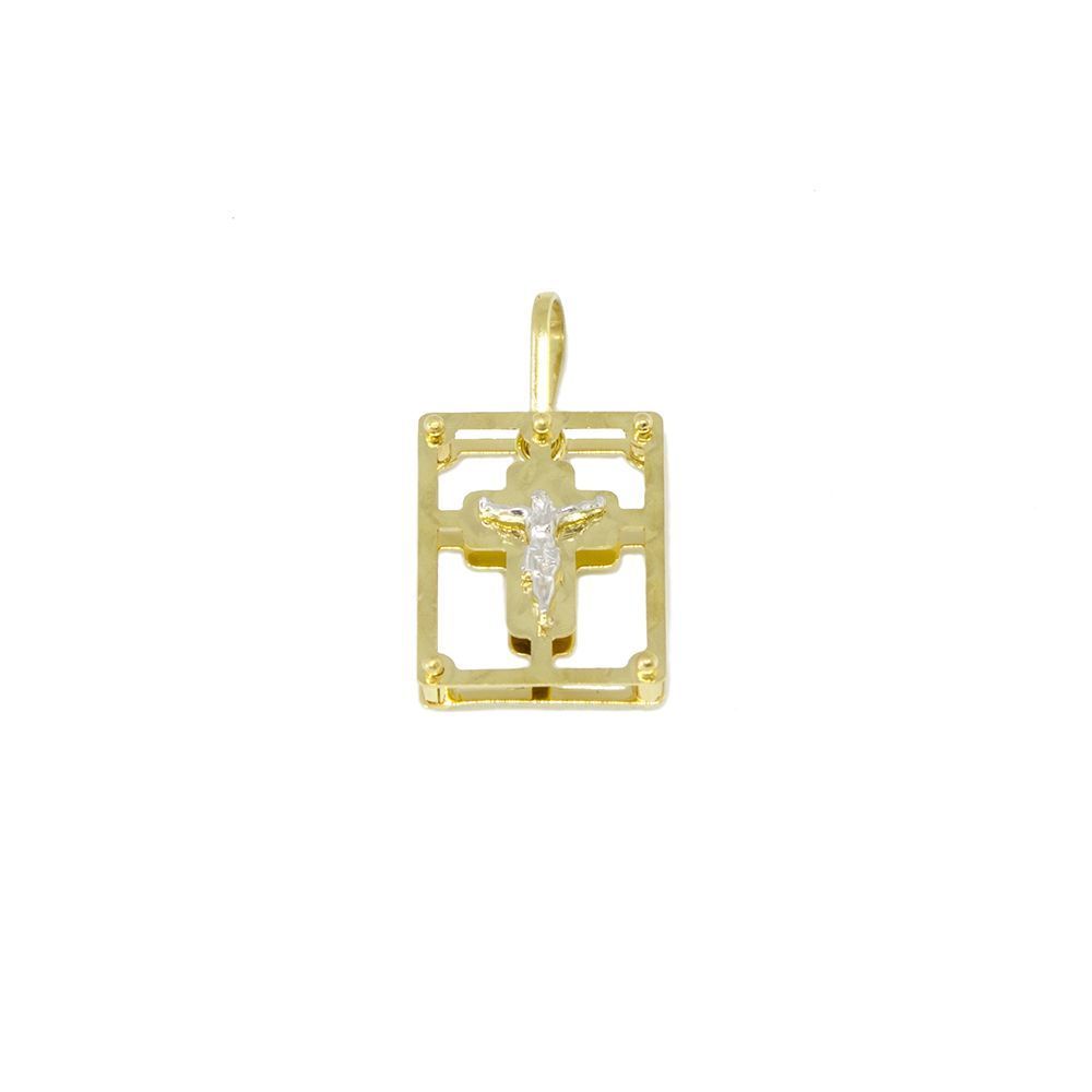 Pingente Crucifixo Moldura em Ouro 18 Kilates - 25090
